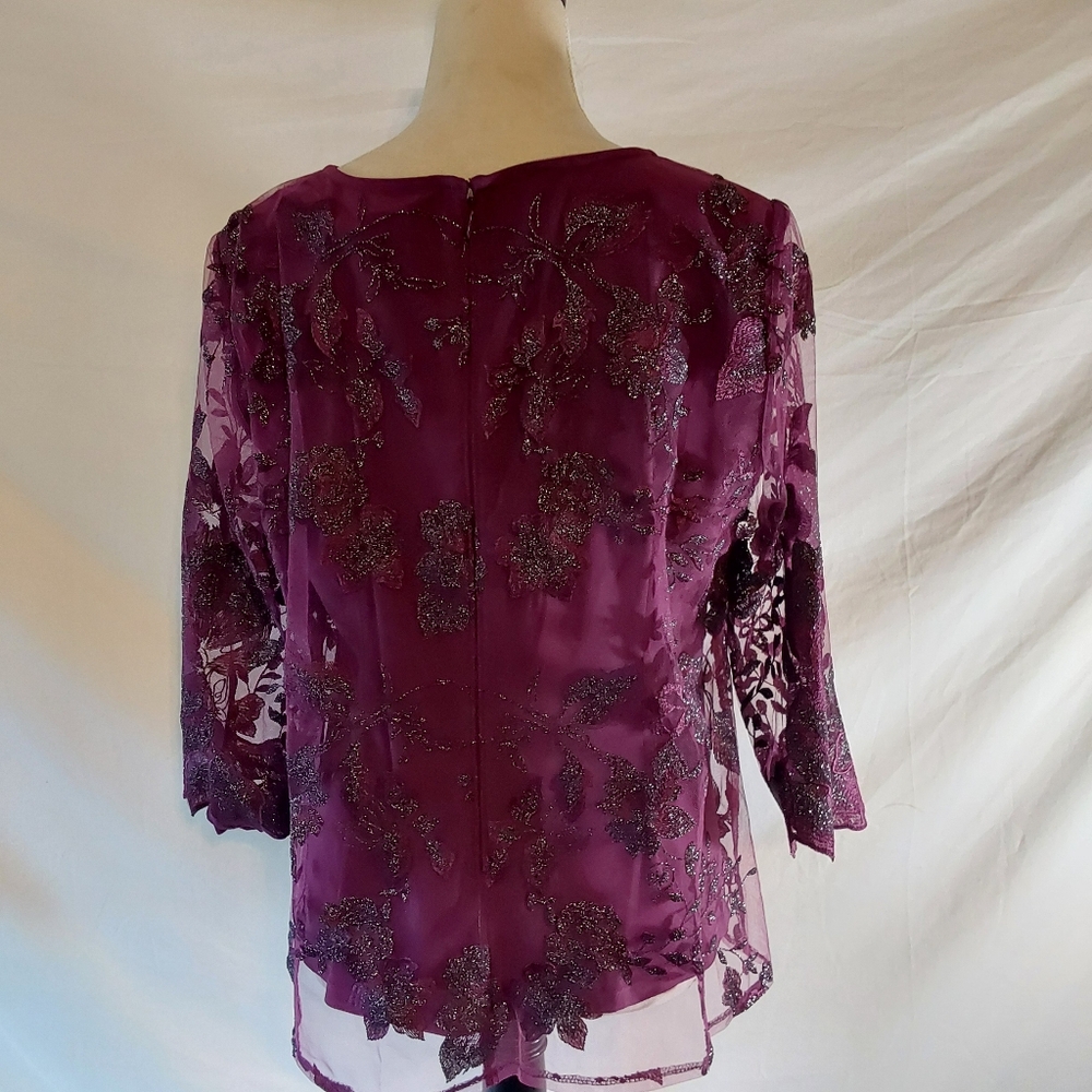 Alex Evening Petite twin set Top Blouse Large PWith Matching Pants Petite Large - Picture 9 of 12